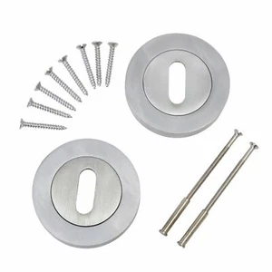 Sandleford Keyhole Escutcheon Pair - Satin Chrome - Picture 1 of 1