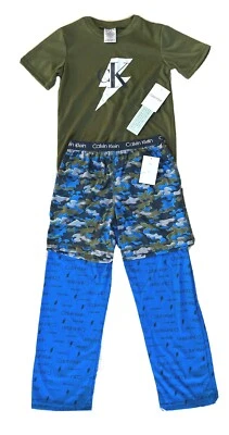 Conjuntos de pijama/pantalones para dormir de franela Calvin Klein para niños 1-3 piezas talla: 6/6X,7/8,16/18 Foto 1 de 3
