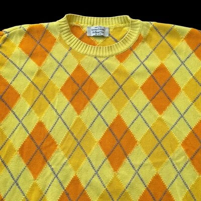 Suéter Vintage Benneton Argyle Pullover Amarillo Algodón Italia Grandpacore Preppy Foto 1 de 4