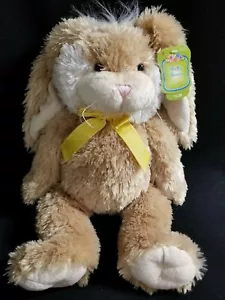 16" Brown & White Plush Stuffed Easter Bunny Rabbit Decoration Ribbon New Tag - Picture 1 of 5