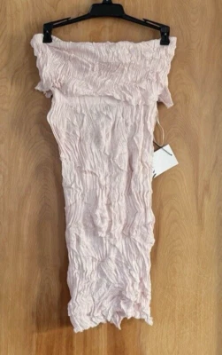 Camisa Top Zara Efecto Arrugado Fuera del Hombro Tejido Rosa Claro Volantes Talla S Nueva con Etiquetas Foto 1 de 3