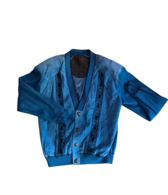 Torras Spain Mens Green Suede Cashmere Sweater Jacket 52 V-Neck Knit Hip Hop - Image 1 of 4