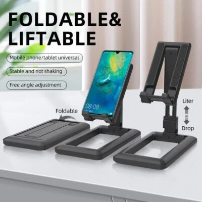 Adjustable Angle Height Phone Stand Desk Fully Foldable Portable For iPhone - Image 1 of 4