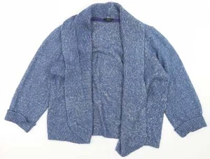 M&Co Womens Blue Collared Acrylic Blend Cardigan Size 14 - Picture 1 of 12