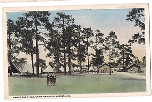 Among The Pines CAMP HANCOCK Army Augusta Ga Georgia Postcard WB Military - Picture 1 of 2