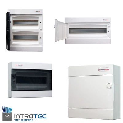 INTRATEC Sicherungskasten Aufputz IP40 Feuchtraum Verteiler Gehäuse mit weißer Tür