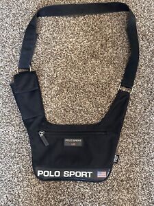 Vintage 1990’s Ralph Lauren Polo Sport Messenger Crossbody Black Shoulder Bag