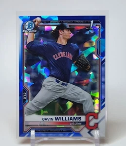 2021 Bowman Chrome Sapphire Gavin Williams #BDC93 Prospect - Cleveland Guardians - Picture 1 of 2