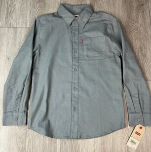 LEVI'S Big Boys Long Sleeve Regular Fit Woven Flannel Shirt Gray Size Medium NWT - Picture 1 of 12