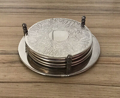 Vintage Silver Plated Coasters And Holder * 99P Auction • 0.99£