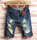 W42 Fashion Patchwork Ripped Mens Denim  Jeans Shorts