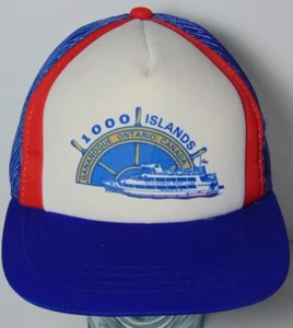 Vtg 1980s 1000 ISLANDS GANANOQUE BOAT LINES ONTARIO CANADA SNAPBACK TRUCKER HAT - Foto 1 di 10