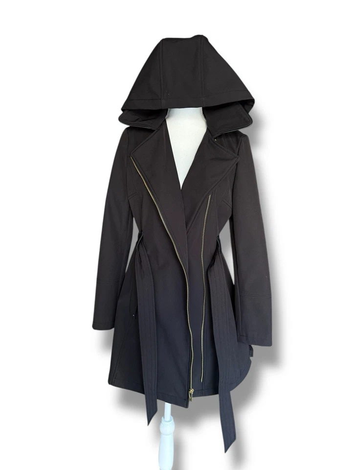 Trench coat com capuz Via Spiga –Pequeno – Capuz grande dramático, zíper, cinto! - Imagem 1 de 4