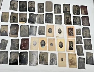 Antike Zinn Portraits 50 Männer Frauen Kinder Hochzeit Familien 1800er RIESIGES KONVOLUT - Bild 1 von 24