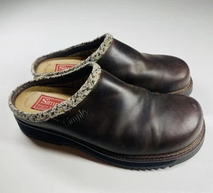 Zuecos de cuero gruesos simples de Santa Bárbara para mujer 9,5 ribete trenzado vintage años 90 - Imagen 1 de 11