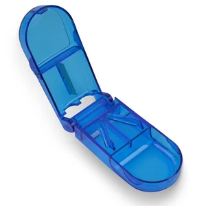 Bluish Transparent Pill Cutter Tablet Storage Case 1PACK - Picture 1 of 5