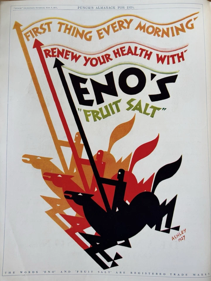 Ashley Havinden ART DECO ENO’S FRUIT SALT 1920’s ADVERT Horses 1927 AD - Bild 1 von 1