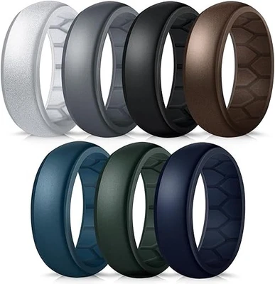 Alianzas de boda de silicona para hombre, alianzas de boda de goma de silicona transpirables Foto 1 de 4