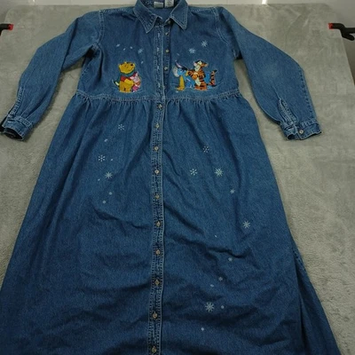 Vestido camisero vintage Disney para mujer 1X azul denim Winnie The Pooh abotonado años 90 Foto 1 de 4