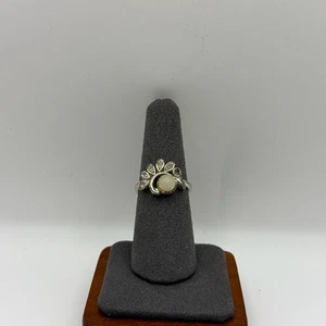 Vintage AVON Faux Pearl White Rhinestone Ring Silver Tone Statement Jewelry 7 - Picture 1 of 4