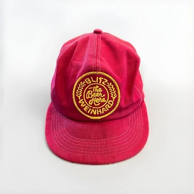 Vintage 80s K-Products Mens Red Blitz Weinhard THE BEER HERE SnapBack Hat Cap - Image 1 of 4