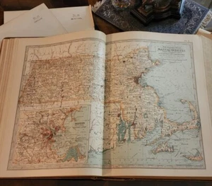 CENTURY ATLAS MAP PLATE #8 MASSACHUSETTS BOSTON UNITED STATES USA 1911 ANTIQUE - Picture 1 of 7