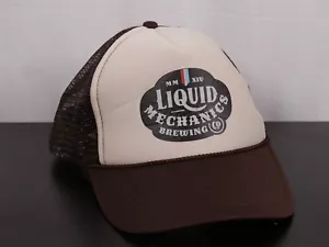 LIQUID MECHANICS BREWING Colorado CO Malla de Cerveza Artesanal Snapback Camionero Sombrero Marrón - Imagen 1 de 7