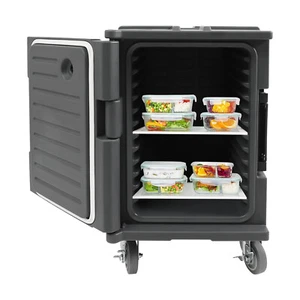 Gray Food Pan Carrier 90L Insulated Front Loader Catering Dish Box w/ Wheels - Picture 1 of 21