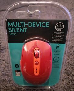 Logitech M590 Multi Device Silent Wireless Mouse, Bluetooth, 2.4GHz USB,Ruby Red
