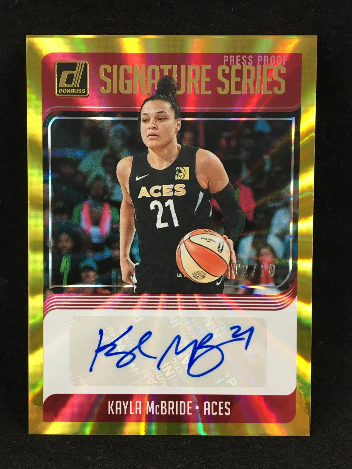 Kayla McBride 2019 Panini Donruss WNBA Signature Series GOLD LASER /10 Auto Aces