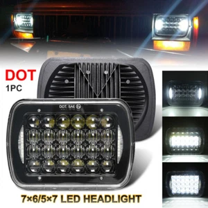 For Jeep Cherokee XJ YJ Chevy GMC Ford 5x7 7x6" LED Headlight Halo Hi-Lo Beam H4 - Picture 1 of 12
