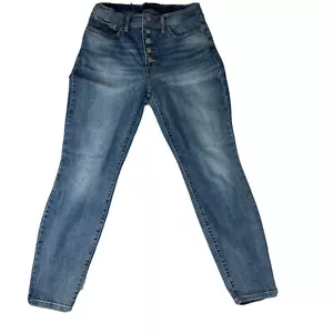 Lucky Brand High Rise Skinny Bridgette Blue Exposed Button Fly Ankle Jeans 6 28 - Picture 1 of 12