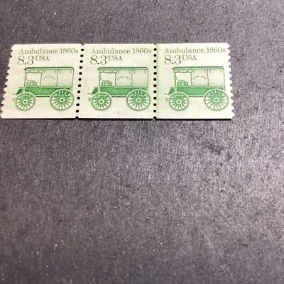 Scott #2128-Plate #1 Coil Of 3 Stamps 1985 Ambulance 8.3 MNH-Dull Dry Gum-US - Image 1 of 3