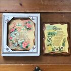 Vintage Lot of 2 Decoupaged Mini Wood Plaques with ROCKABYE BABY and THE DIFFERE