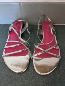 Talbot's Damen Sandalen Größe 8AA silber rosa flach - Bild 1 von 7