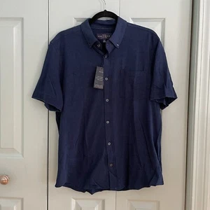Construct Mens Knit Button Down Short Sleeve Top Blue Size Small NEW - Picture 1 of 9