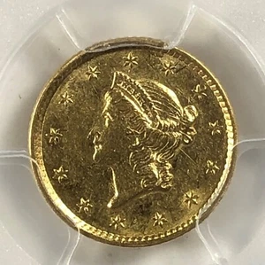 1852 Type 1 Gold Dollar $1 PCGS AU58. Gold Shield. - Picture 1 of 5