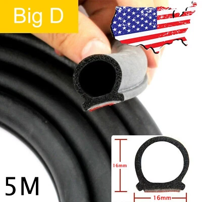 5M 16FT D_Shape Car Door Rubber Weather Seal Hollow Strip Weatherstrip Universal - Image 1 of 4