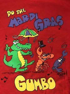 Vintage 1993 “Do The Mardi Gras Gumbo” Tee LG&G Graphic Single Stitch Medium - Picture 1 of 10