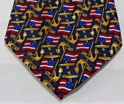 Indian Head 黑色、金色、红色白色和蓝色美国国旗锚领带  — 第 1/4 张图片