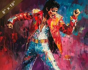 Michael Jackson performing on stage Oil painting 8x10 Print - Picture 1 of 1