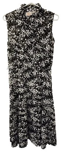 Vintage Lady Carol of New York durchsichtig ärmellos Blumen schwarz & weiß Kleid Größe 12 - Bild 1 von 15
