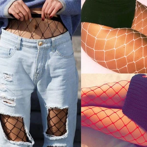 NEW Fishnet Tights LARGE NET Black White Red Purple PINK FASHION Punk - Bild 1 von 7