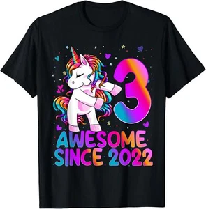 Flossing Unicorn 3 Year Old 3rd Birthday Girl Unicorn Party T-Shirt Hoodie - Picture 1 of 19