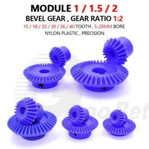 Module 1 1.5 2 Straight Bevel Gear Ratio 1:2 15 18 20 30 36 40 Tooth Nylon Blue - Picture 1 of 23