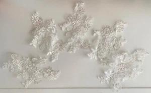 Bundle 5pcs ivory bridal floral lace applique sew on embroidered lace motif - Picture 1 of 6