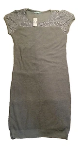 Women's Bodycon Sweater Dress Slim One Piece Grey Short Sleeve XL A231 - Picture 1 of 4