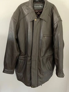 Preswick & Moore Long Jacket Unisex XL Brown Leather Quilted Drawstring Waist - Picture 1 of 7