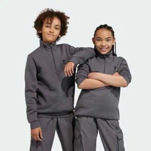 Adidas Kids Adicolor Half-Zip Sweatshirt Size XS Grey IN4766 - Picture 1 of 8