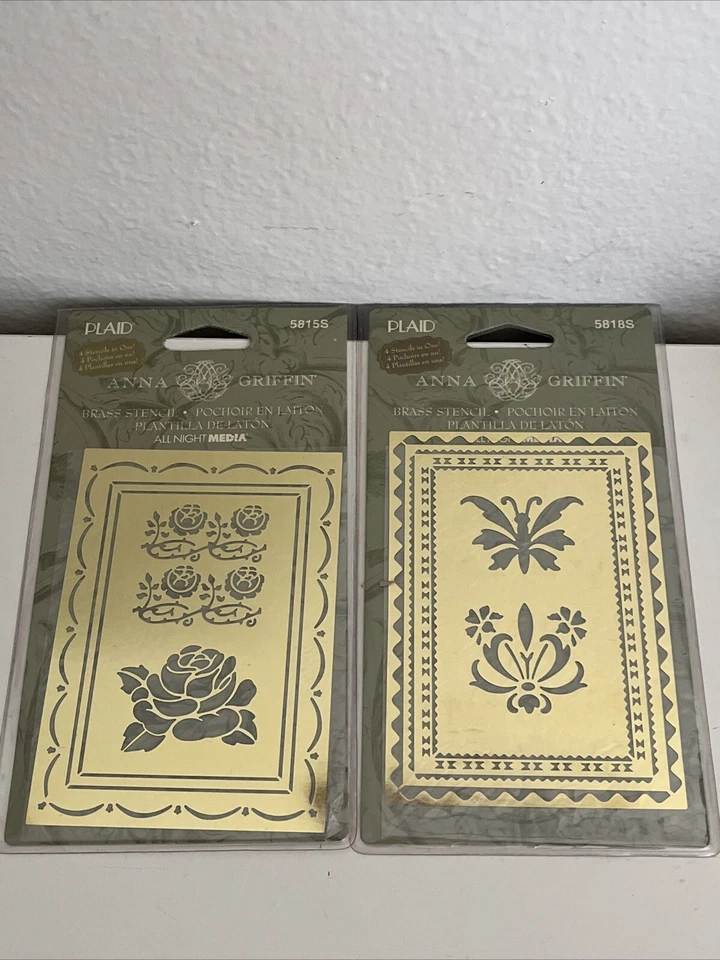 All Night Media Anna Griffin Plaid 5815s Roses & Scallops Brass Stencil